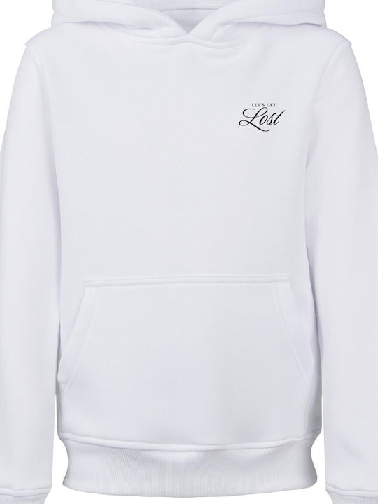 Fleece Kinder-Sweatshirt mit Kapuze und Taschen Weiß