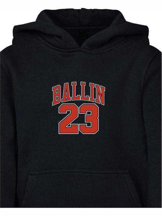 Kids Sweatshirt with Hood and Pockets Black