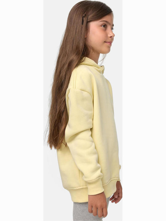 Fleece Kinder-Sweatshirt mit Kapuze Gelb