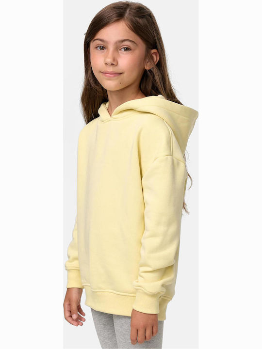 Fleece Kinder-Sweatshirt mit Kapuze Gelb