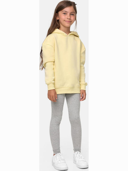 Fleece Kinder-Sweatshirt mit Kapuze Gelb