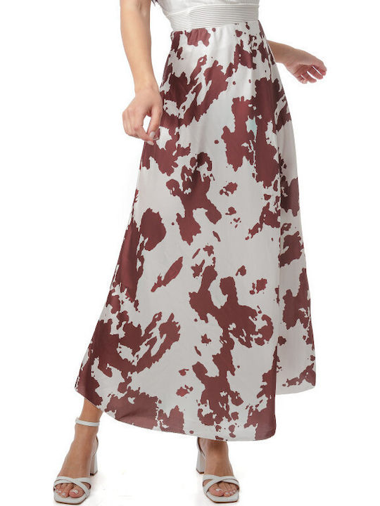 Satin Midi Skirt Leopard Animal Print