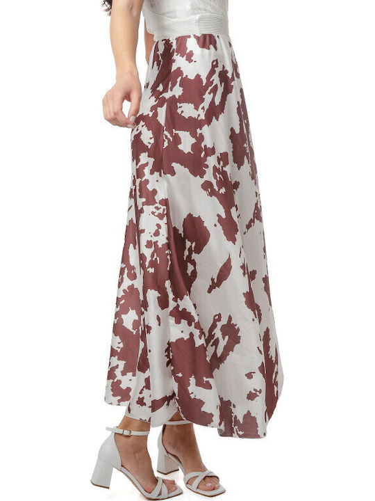 Satin Midi Skirt Leopard Animal Print