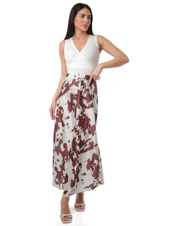 Satin Midi Skirt Leopard Animal Print
