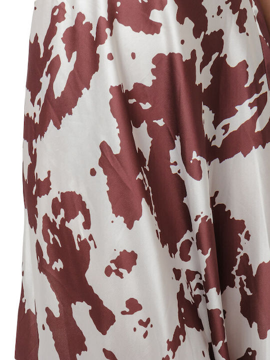 Satin Midi Skirt Leopard Animal Print