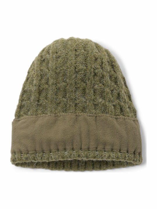 Winter Blur Ii Pom Pom Beanie Unisex Fleece Beanie Knitted in Khaki color