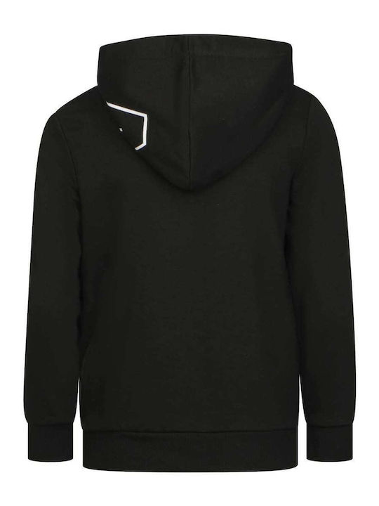 Fleece Lined Kids Sweatshirt With Hood And Pockets Black Minime