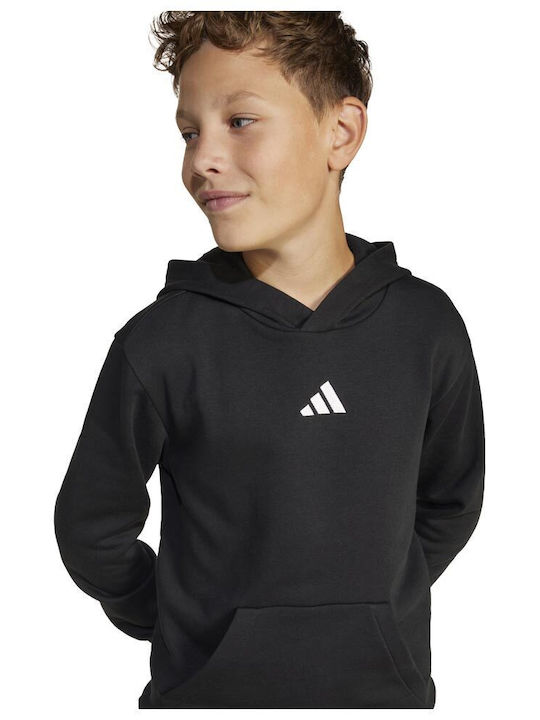 Kids Sweatshirt with Hood and Pockets Black Essentials
