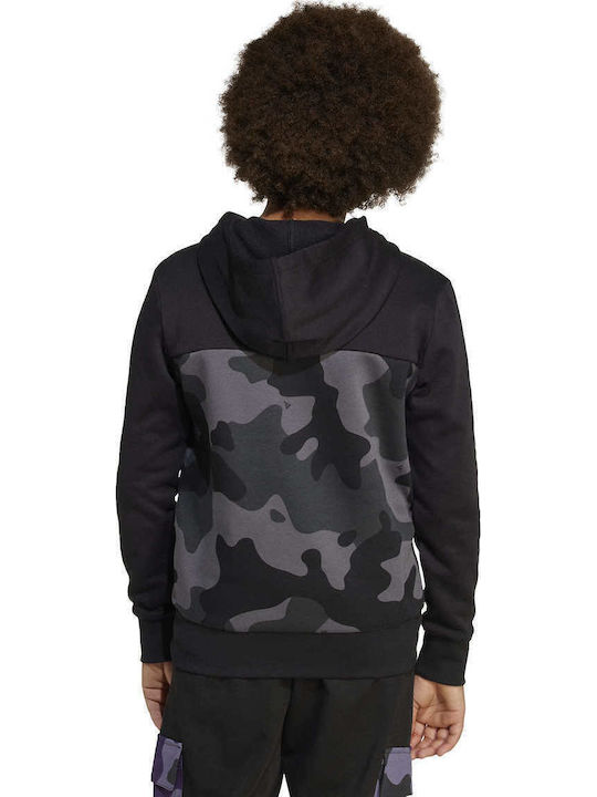 Fleece Παιδικό Φούτερ με Κουκούλα Black, Grey Essentials