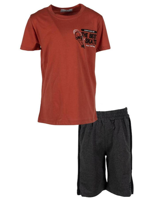 Kids' Set with Shorts Summer 2pcs Orange - Gray