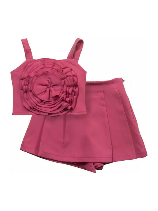 Kinder-Set mit Rock Sommer 2Stück Fuchsia