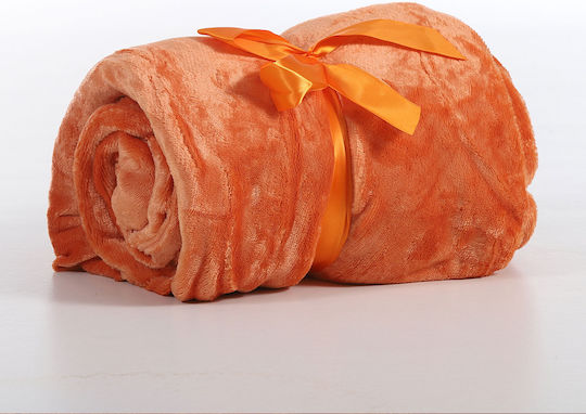 Silk Fashion Sheet Super-Double with Elastic 160x200cm. Fleece Solid Copper Tan