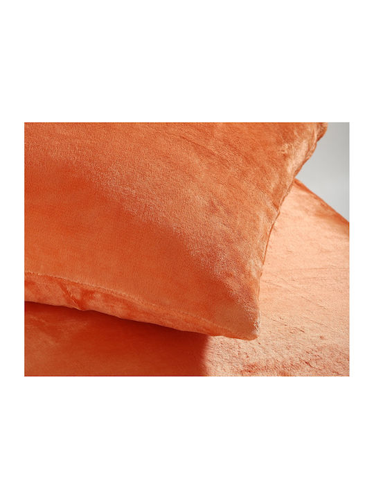Silk Fashion Sheet Super-Double with Elastic 160x200cm. Fleece Solid Copper Tan