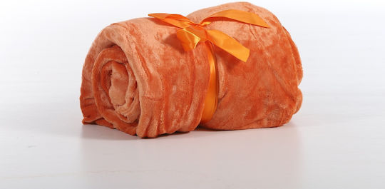 Silk Fashion Sheet Super-Double with Elastic 160x200cm. Fleece Solid Copper Tan