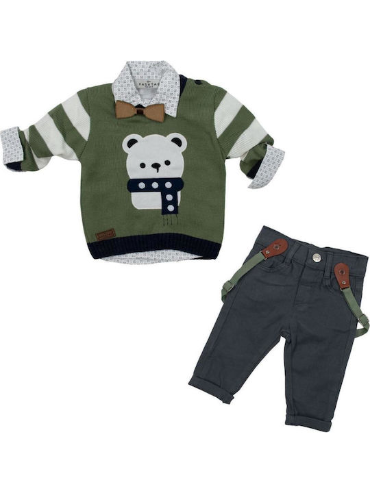 Kinder-Set mit Hose Winter 5Stück Khaki