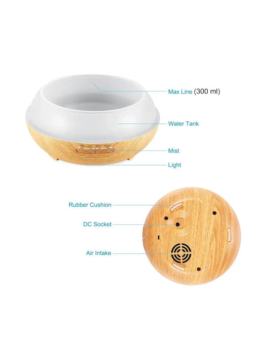 Lumini LED Dispozitiv de aromaterapie Ultrasonic Pro Umidificator cu temporizator Multicolor 300ml CTK-AJ-505YB2-OEM