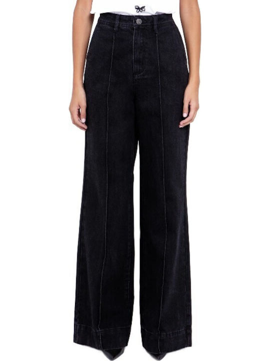 Hoch tailliert Damenjeans Schwarz