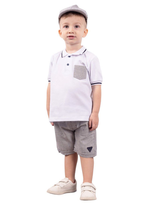Kids' Set with Shorts Summer 2pcs White/Grey