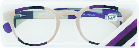 Optosquad Reading Glasses +3.00 Pocket in Beige color OPT9980-3