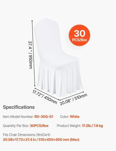 Vevor Elastic Cover for Chair White 30pcs YTBS30PCSZKHCTH0D001V0