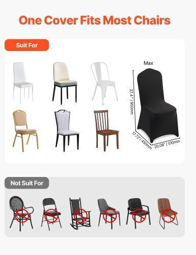 Vevor Еластичен Калъф За стол Black 100бр YTHS100PCSZK612BU001V0