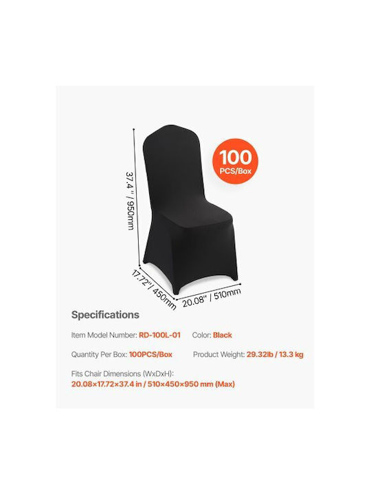 Vevor Elastische Abdeckung für Stuhl Black 100Stück YTHS100PCSZK612BU001V0