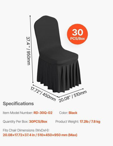 Vevor Husă Elastică Scaun Black 30buc YTHS30PCSZKHCKBQT001V0