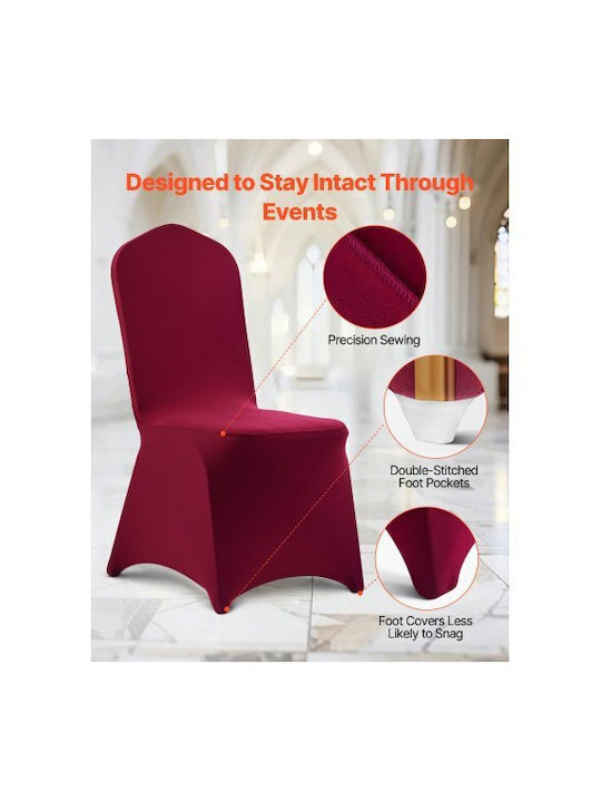 Vevor Elastic Cover for Chair Burgundy 50pcs YTJHS50PCSZKO2ELR001V0