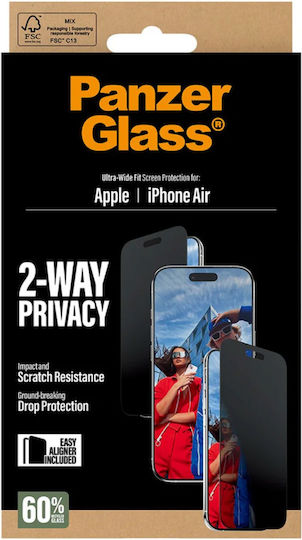 PanzerGlass 2-Way Ultra-Wide Fit EasyAligner Privacy Tempered Glass Black (iPhone Air)