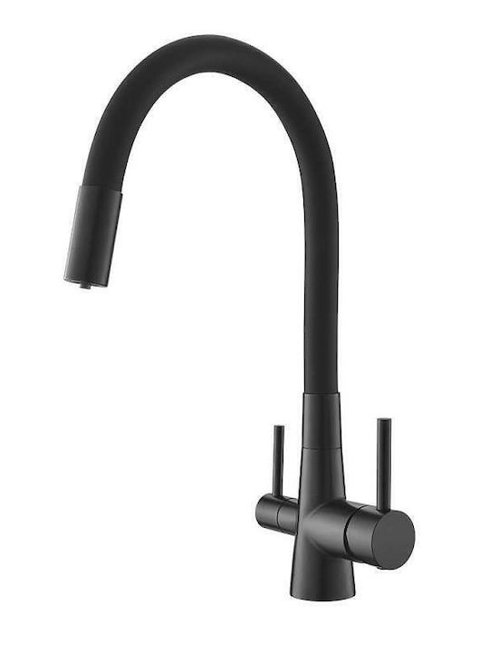 Inter Ceramic Icf 7107801b Faucet Standalone Kitchen High Spout 2 Functions Drinking Water Switch Black
