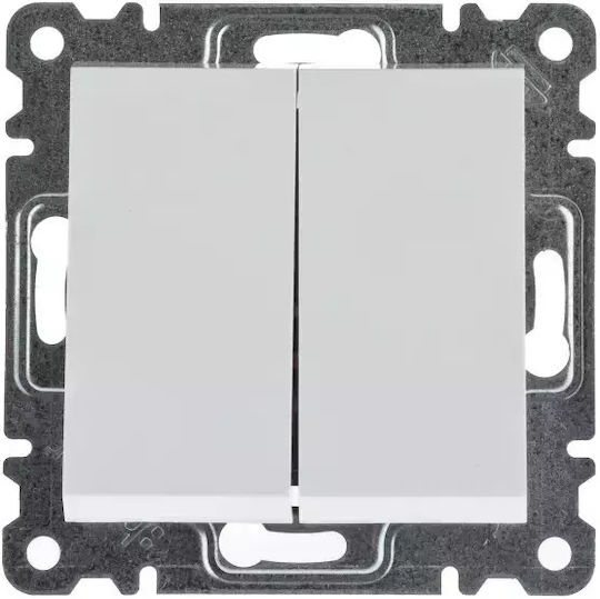 Hager Lumina 2 Χωνευτός Διακόπτης Τοίχου Διπλός χωρίς Πλαίσιο Λευκός