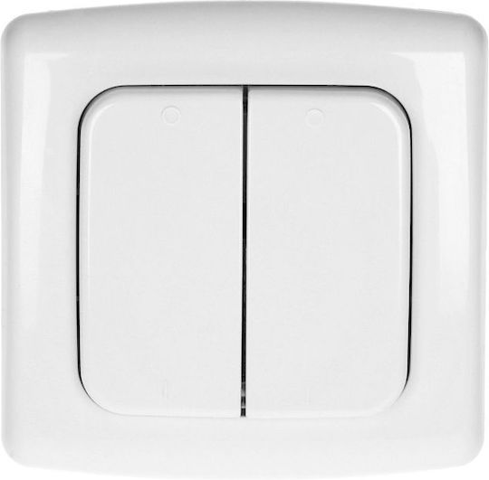 Orno Switch 2 Channels Radio Transmitter Στεγανός Επιτοίχιος Διακόπτης Τοίχου Wi-Fi Διπλός Λευκός