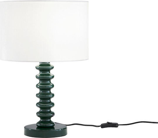 Fan Europe Sultan Isultanlver Metal Table Lamp with White Shade and Green Base