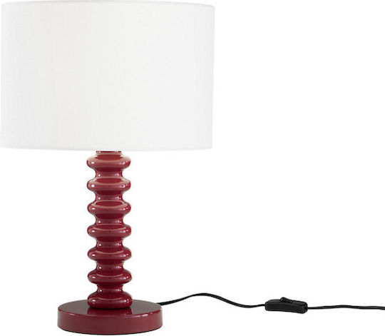 Fan Europe Sultan Metal Table Lamp LED with White Shade and Red Base