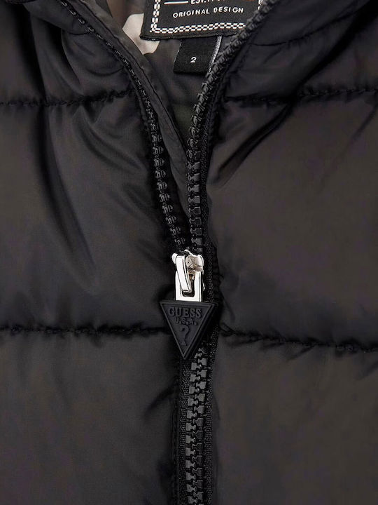 Kids' Quilted Jacket with Hood Jet Black