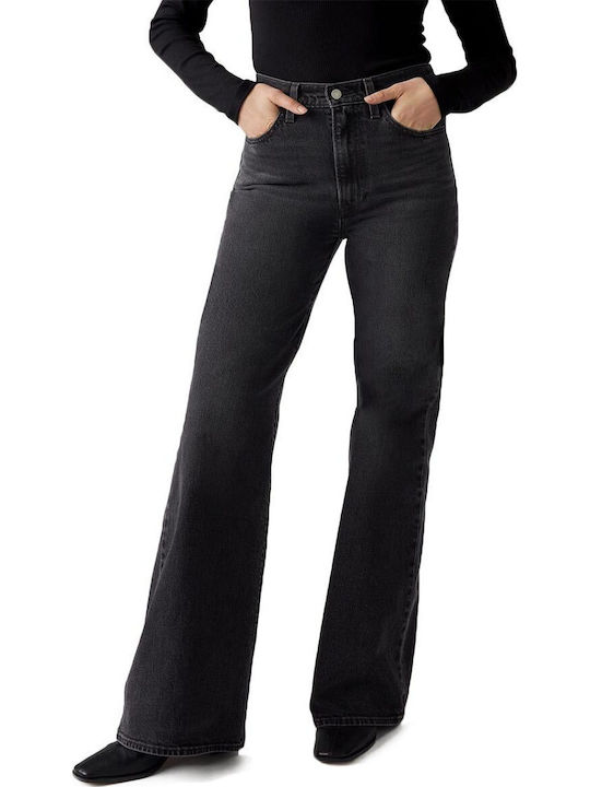 Ribcage Women's Jean Pants Flared in Slim Fit Black