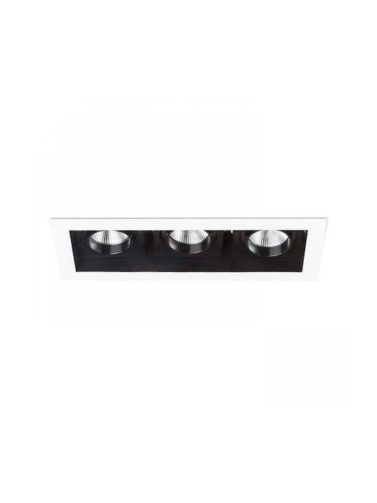 Rendl Light Studio Bondy III Rechteckig Metallisch Einbau Spot mit integriertem LED und Warmweißes Licht Weiß 25.5x10.3cm. 1Stück