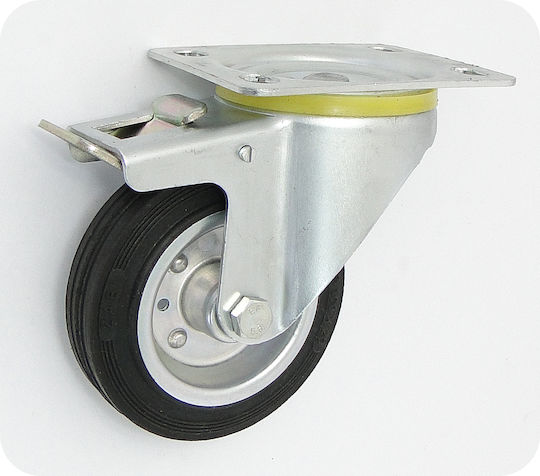 Zabi Drehende Räder aus Gummi mit Bremse 100x100mm