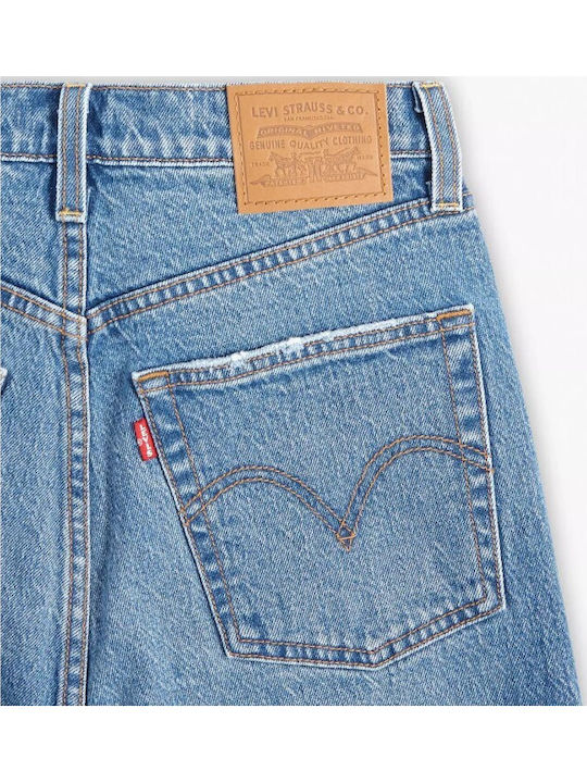 Ribcage High Waist Women's Jean Trousers in Straight Line Denim Blue