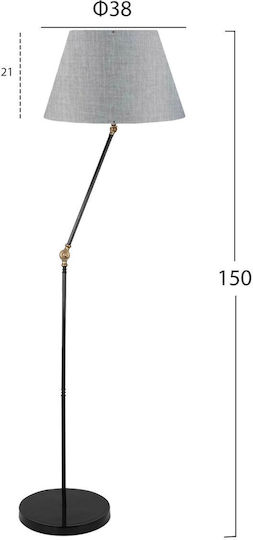 HomeMarkt Floor Lamp H143xW38cm. with Socket for Bulb E27 Gray