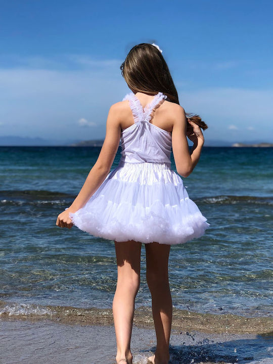Kids Tulle Tulle White Skirt