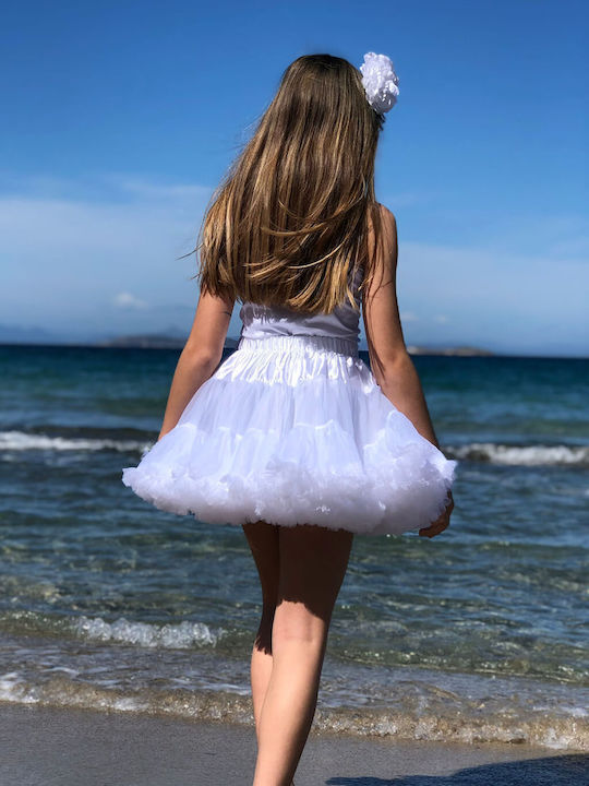 Kids Tulle Tulle White Skirt