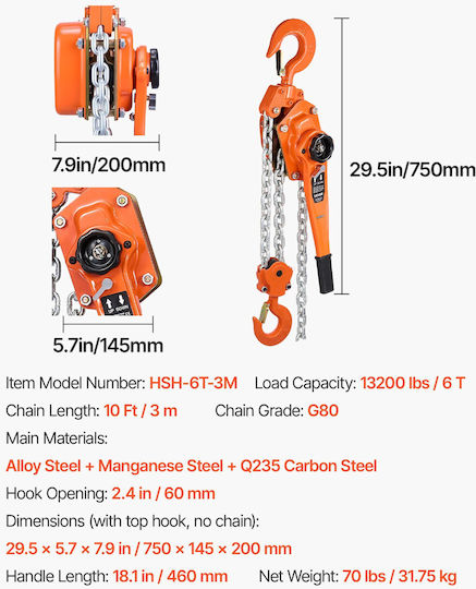 Vevor Lifting & Pulling Equipment for Weight Load up to 6t