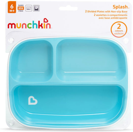Munchkin Baby Food Plate Splash made of Plastic Multicolour Blue-Green Pastel 2pcs