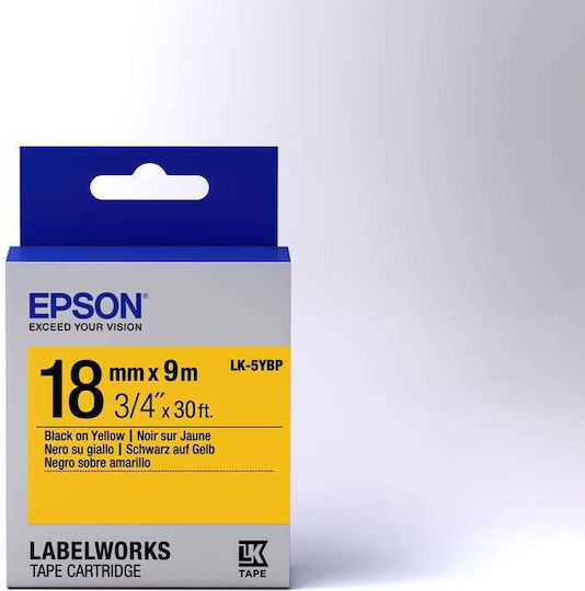 Epson LK-5YBP Ταινία Ετικετογράφου 9m x 18mm σε Κίτρινο Χρώμα