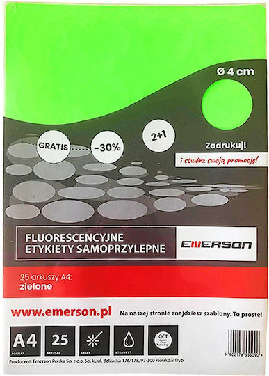 Emerson Αυτοκόλλητες Ετικέτες Α4 Ορθογώνιες
