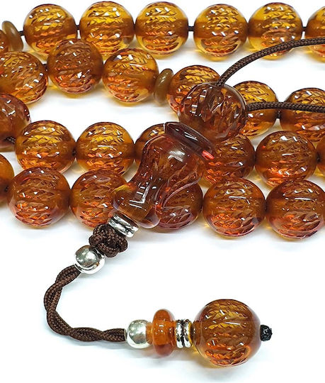 Roloi Komboloi Graven Mastic Worry Beads with 33 Beads Honey 38cm