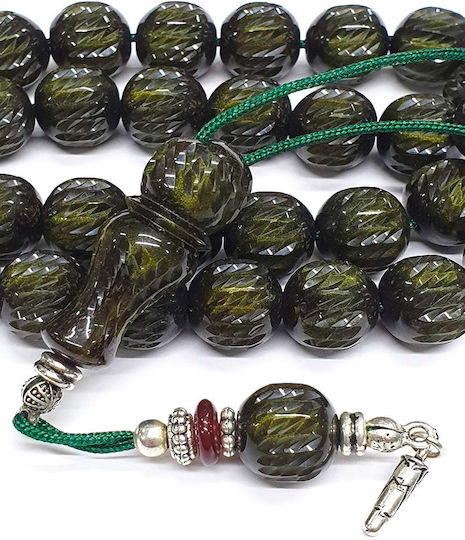 Roloi Komboloi Graven Mastic Worry Beads with 33 Beads Green 37cm