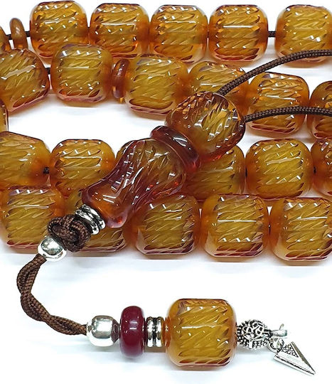 Roloi Komboloi Graven Mastic Worry Beads with 33 Beads Yellow 38cm