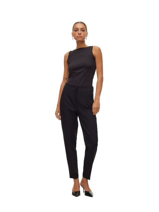 Dama Talie înaltă Pantaloni Chino cu Croială Tapered Negru